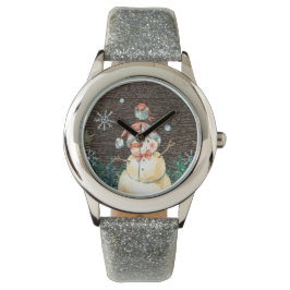 Schattigee Sneeuwman & Woodland Dieren Kerst Schat Horloge