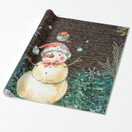 Schattigee Sneeuwman & Woodland Dieren Kerstmis Cadeaupapier