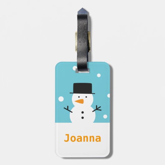 Schattigee Sneeuwman Zwarte Tophat Kerst Bagagelab Bagagelabel (Achterkant verticaal)