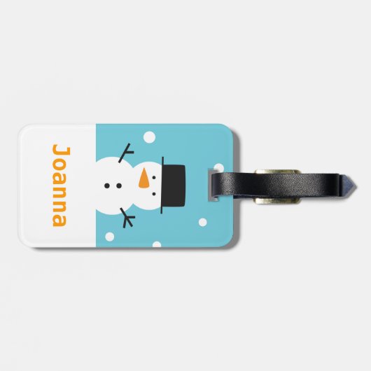 Schattigee Sneeuwman Zwarte Tophat Kerst Bagagelab Bagagelabel (Achterkant horizontaal)