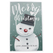Schattigee Sneeuwmanillustratie Winter Kerstmis Cu Medium Cadeauzakje (Voorkant)