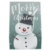 Schattigee Sneeuwmanillustratie Winter Kerstmis Cu Medium Cadeauzakje (Achterkant)