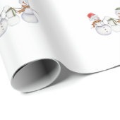 Schattigee Sneeuwmannen Familie Kerst Cadeaupapier (Rol Hoek)