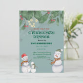 Schattigee Sneeuwmannen Familie Kerst Kaart (Staand voorkant)