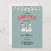 Schattigee Sneeuwmannen Familie Kerstfeest Uitnodi Kaart (Voorkant)