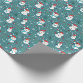 Schattigee Sneeuwmannen Greenery Sneeuwgroen Kerst Cadeaupapier (Hoek)