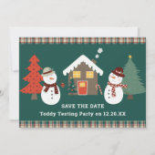 Schattigee Sneeuwmannen Kerst Plaid Save the Date  Kaart (Voorkant)