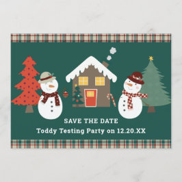 Schattigee Sneeuwmannen Kerst Plaid Save the Date  Kaart
