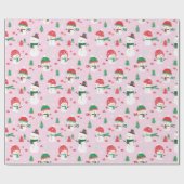 Schattigee Sneeuwmannen met kerstbomen op lichtroz Cadeaupapier (Vlak)