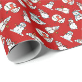 Schattigee Sneeuwmannen Rode Kerstvakantie Cadeaupapier (Rol Hoek)