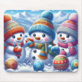 Schattigee Sneeuwmannen Speelse Winter Mousepad Gi Muismat