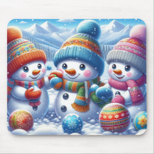 Schattigee Sneeuwmannen Speelse Winter Mousepad Gi Muismat