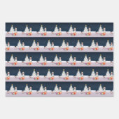 Schattigee sneeuwmannen Vrolijke Kerstboom Sneeuw Inpakpapier Vel (Voorkant)