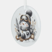 Schattigee sneeuwmanslee glas ornament (Voorkant links)