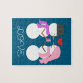 Schattigee Sneeuwmensen in de Liefde- donker turqu Legpuzzel (Horizontaal)
