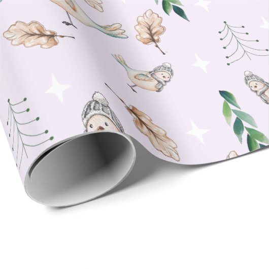 Schattigee Sneeuwmus Waterverf Handgeschilderd Cadeaupapier (Rol Hoek)