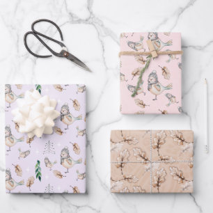 Schattigee Sneeuwmus Waterverf Handgeschilderd Inpakpapier Vel