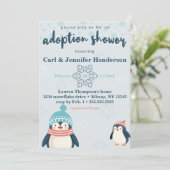 Schattigee Sneeuwpinguïn Adoptie Baby / Kinderdouc Kaart (Staand voorkant)