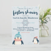 Schattigee Sneeuwpinguïn Foster Care Baby / Kinder Kaart (Staand voorkant)