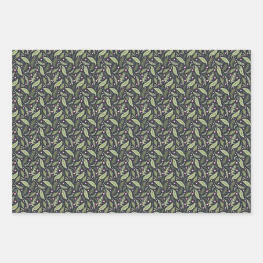 Schattigee sneeuwpop bladeren bessen sneeuwvlokken inpakpapier vel (Voorkant 2)