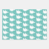 Schattigee sneeuwpop en sneeuw op blauwgroen blauw inpakpapier vel (Voorkant 3)