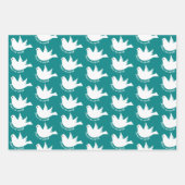 Schattigee sneeuwpop en sneeuw op blauwgroen blauw inpakpapier vel (Voorkant 2)