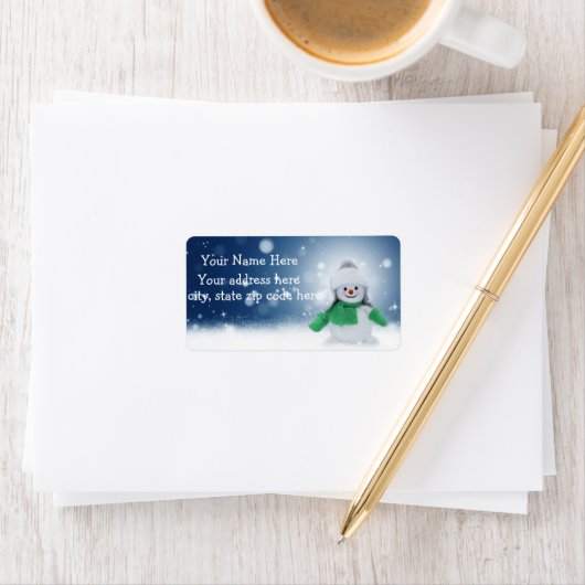 Schattigee sneeuwpop gepersonaliseerde Adresetiket Etiket (Insitu)