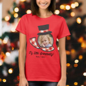 Schattigee sneeuwpop gezicht aangepaste foto sneeu t-shirt