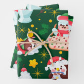 Schattigee sneeuwpop hondenkerst inpakpapier vel (In situ)