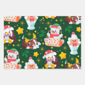 Schattigee sneeuwpop hondenkerst inpakpapier vel (Voorkant)