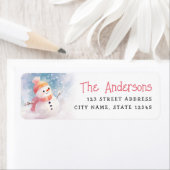 Schattigee sneeuwpop illustratie winter retour adr etiket (Insitu)