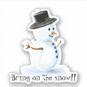 Schattigee sneeuwpop in bovenste hoed waterfles sticker (Voorkant)