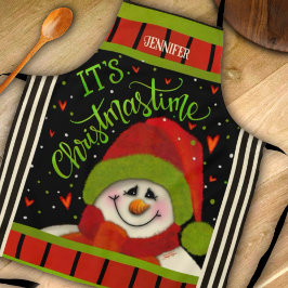 Schattigee sneeuwpop kerst gepersonaliseerde inspi schort