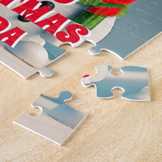 Schattigee sneeuwpop kerst gepersonaliseerde Kinde Legpuzzel (Zijkant)