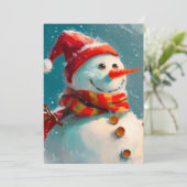Schattigee sneeuwpop kerst Kaart (Staand voorkant)