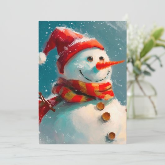 Schattigee sneeuwpop kerst Kaart (Staand voorkant)