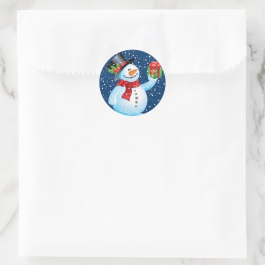 Schattigee sneeuwpop Kerst stickers (Tas)