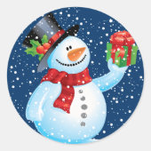 Schattigee sneeuwpop Kerst stickers (Voorkant)