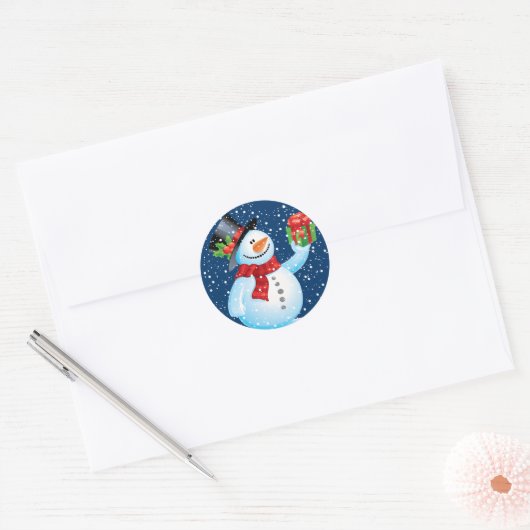 Schattigee sneeuwpop Kerst stickers (Envelop)