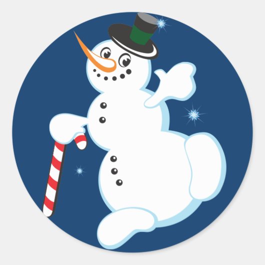 Schattigee sneeuwpop Kerst stickers (Voorkant)