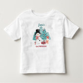 Schattigee sneeuwpop kerst verjaardagsnaam kinder shirts (Voorkant)