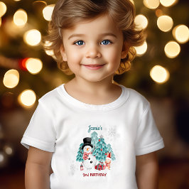 Schattigee sneeuwpop kerst verjaardagsnaam kinder shirts