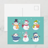 Schattigee sneeuwpop kerst Xmas Briefkaart (Voorkant / Achterkant)