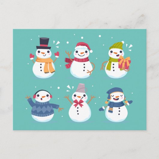 Schattigee sneeuwpop kerst Xmas Briefkaart (Voorkant)