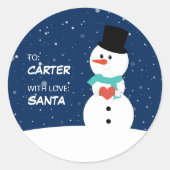 Schattigee sneeuwpop kinderen kerstcadeau ronde sticker (Voorkant)