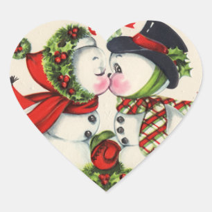 Schattigee sneeuwpop kus Stickers