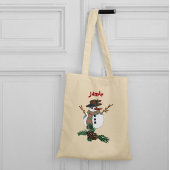 Schattigee sneeuwpop met jouw naam erop. tote bag