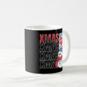 Schattigee sneeuwpop retro kerst koffiemok (Voorkant rechts)