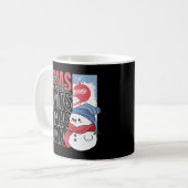 Schattigee sneeuwpop retro kerst koffiemok (Voorkant links)