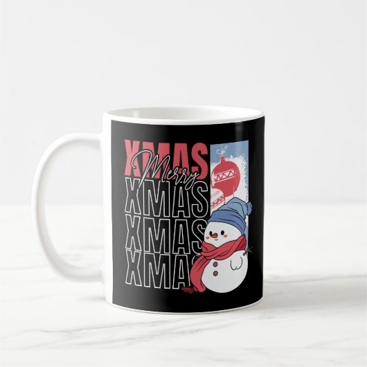 Schattigee sneeuwpop retro kerst koffiemok (Links)